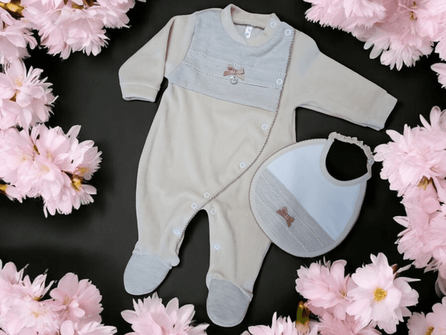 Pyjama beige velours et lin