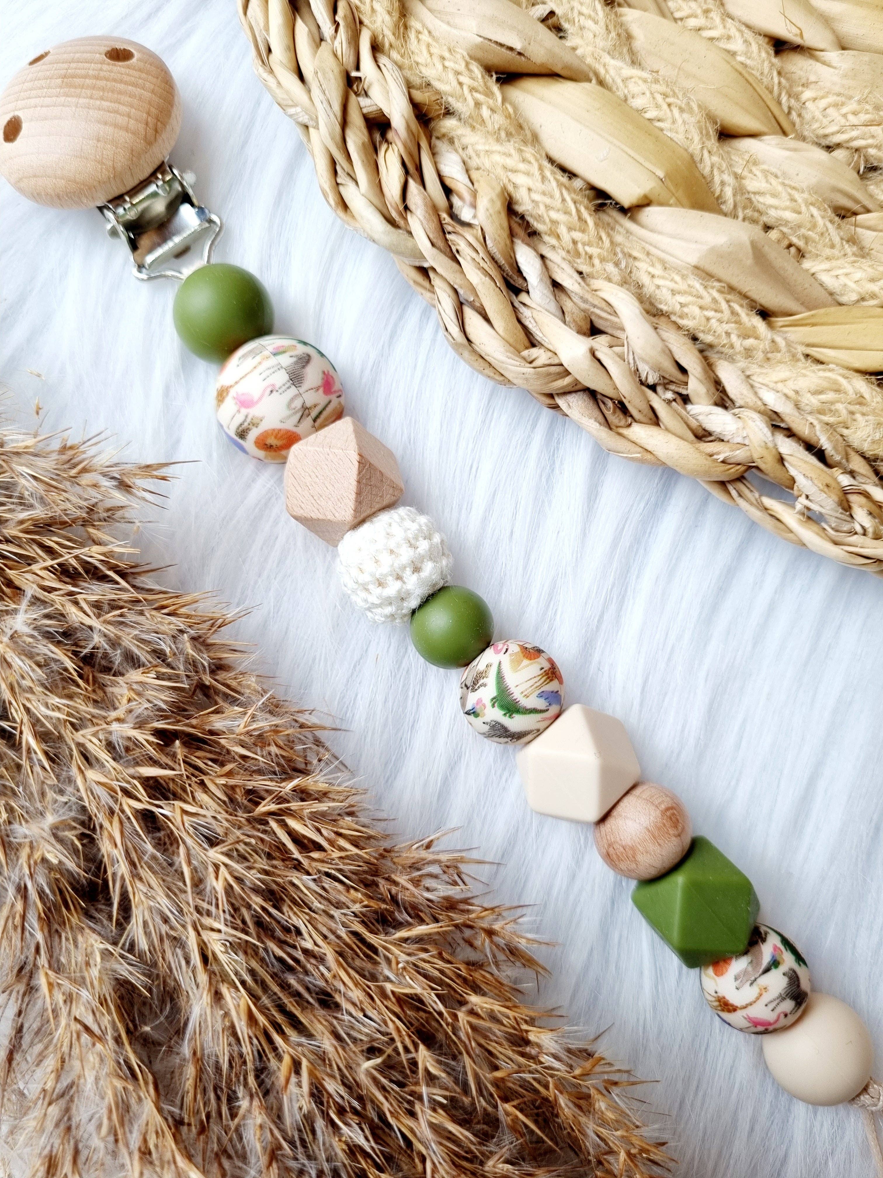 Attache tétine - Safari, vert foncé, beige