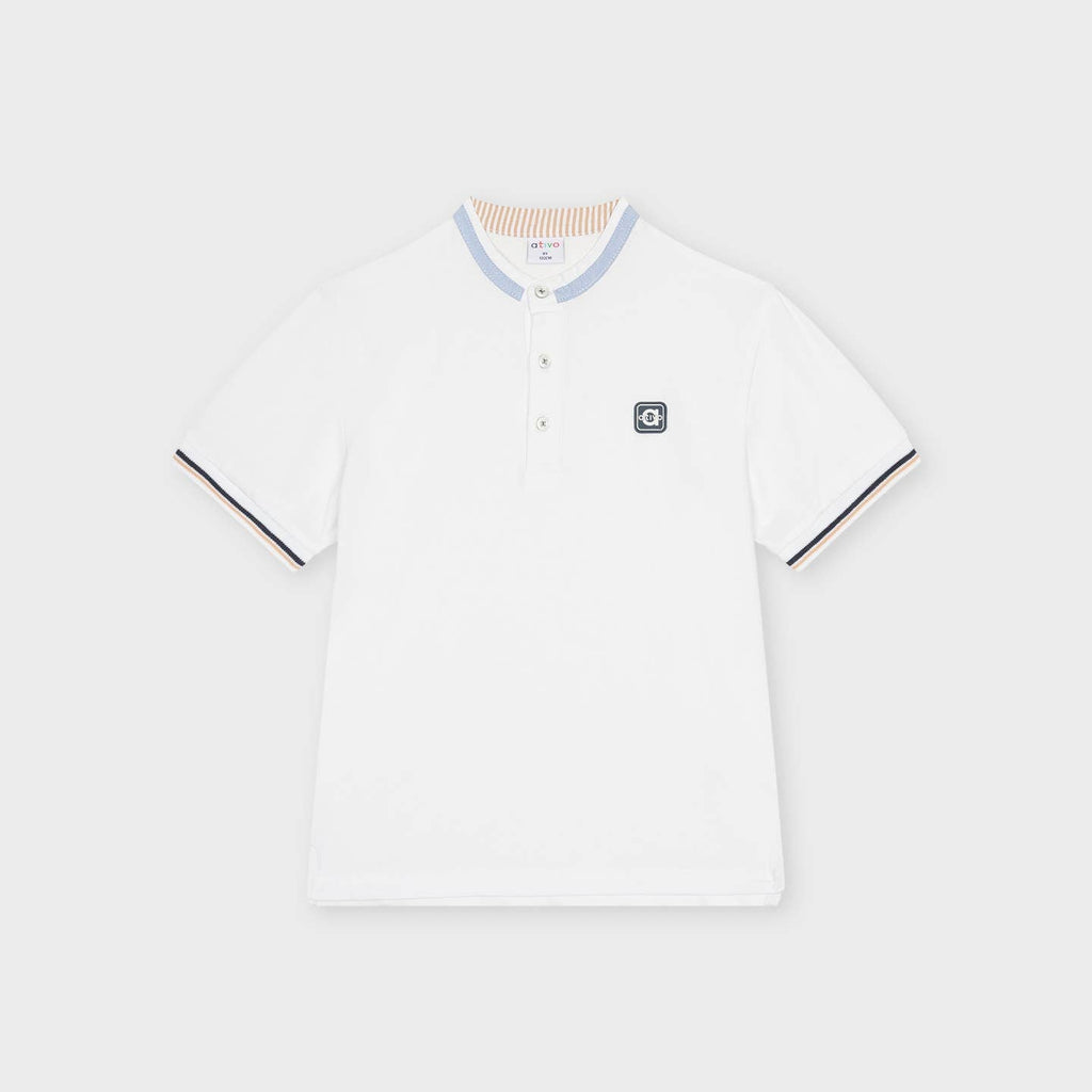Polo blanc col mao