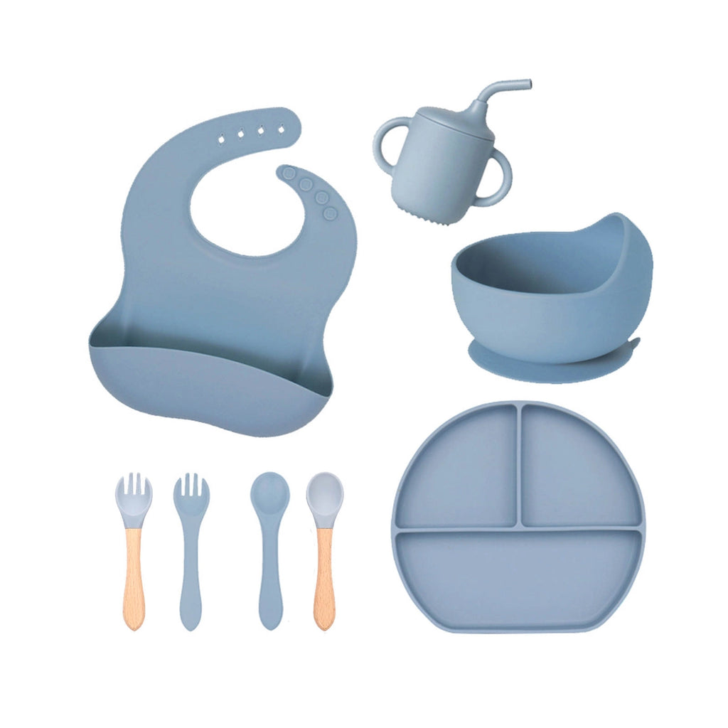 Ensemble de vaisselle en silicone pour bébé (8 pièces)
