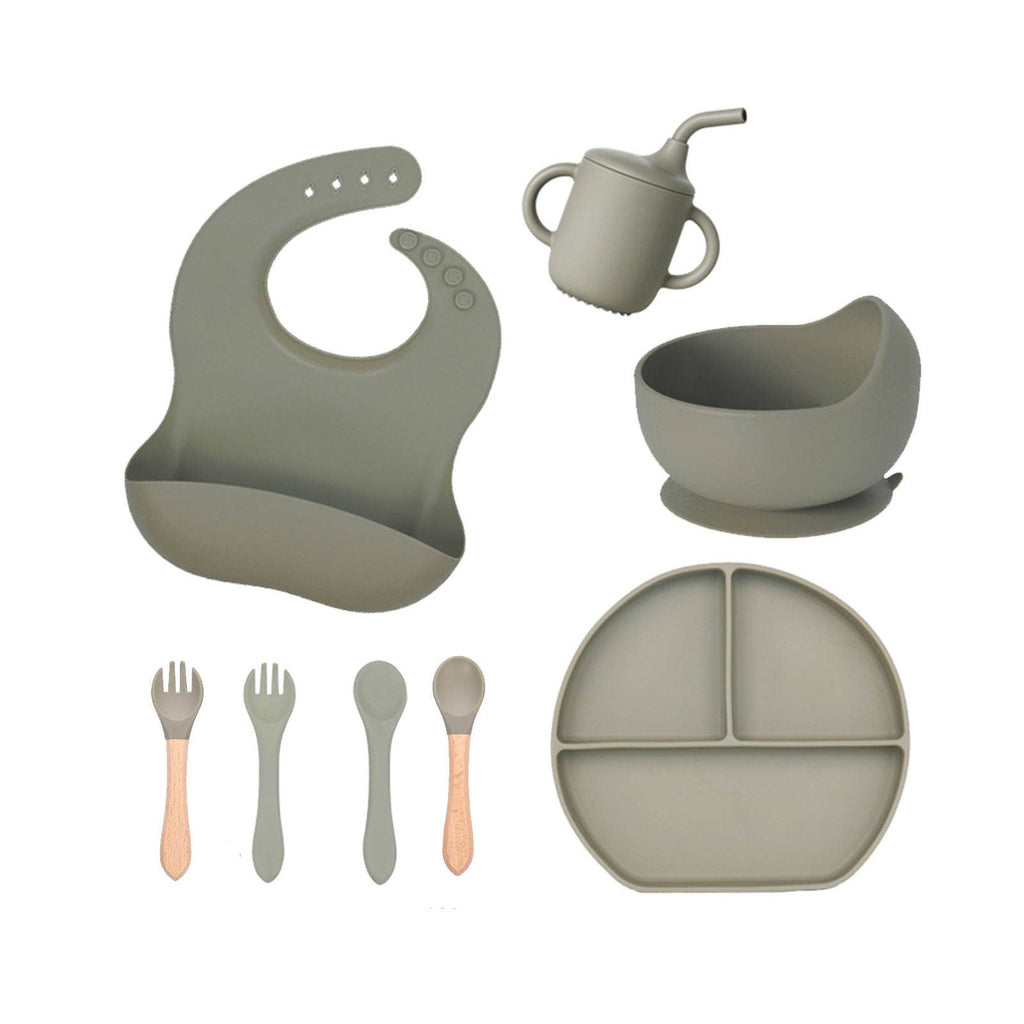 Ensemble de vaisselle en silicone pour bébé (8 pièces)