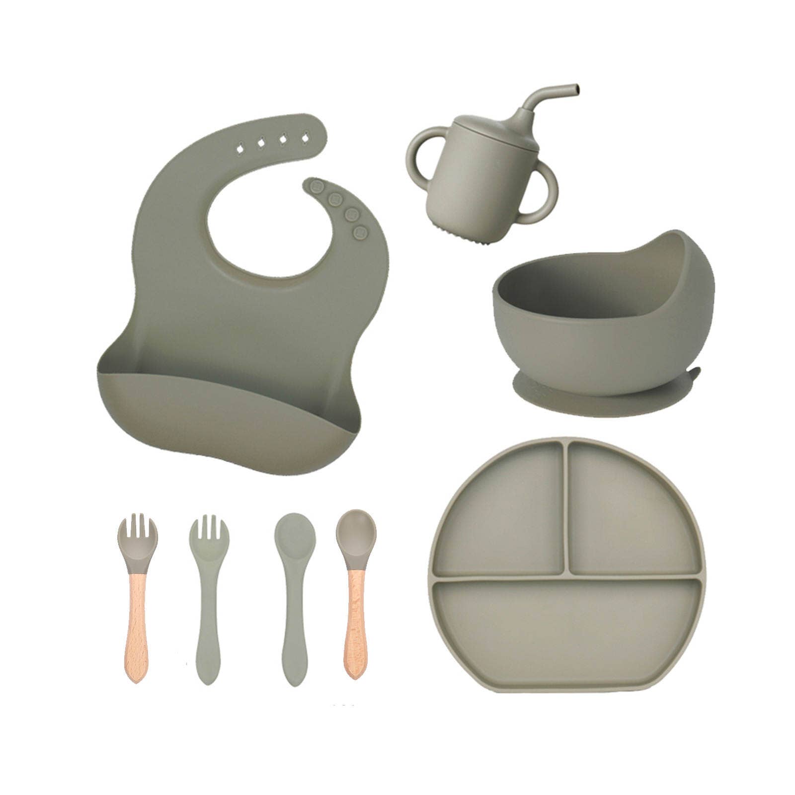 Ensemble de vaisselle en silicone pour bébé (8 pièces)