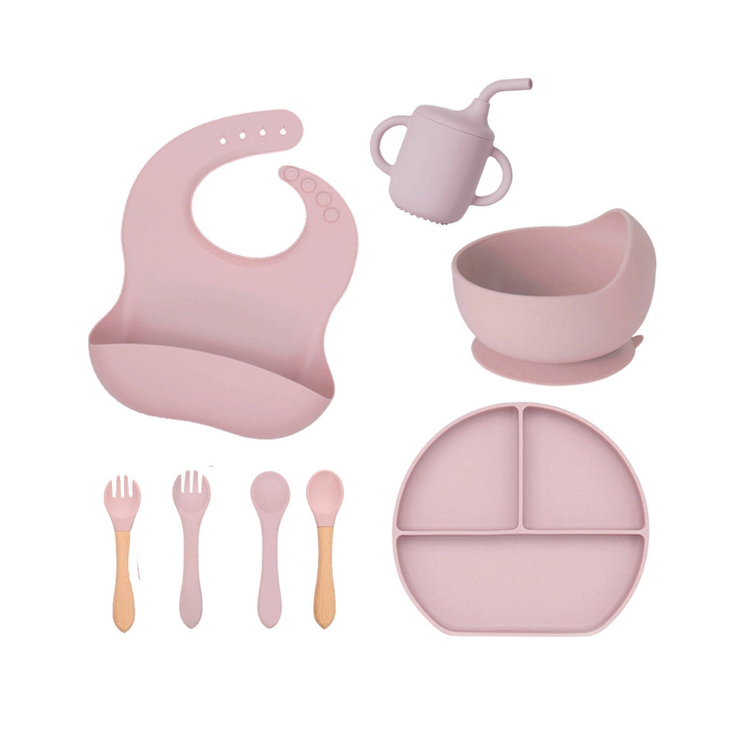 Ensemble de vaisselle en silicone pour bébé (8 pièces)