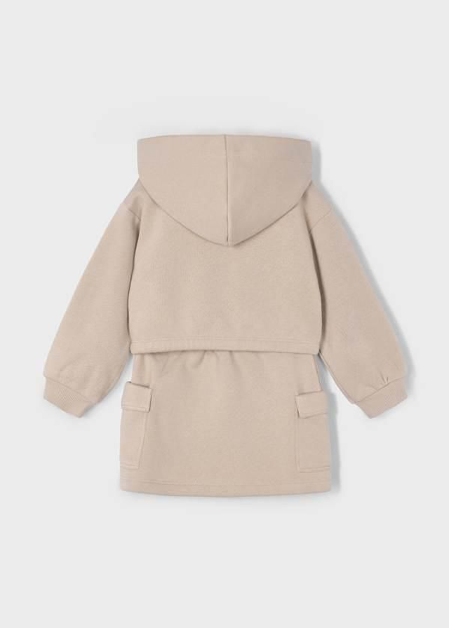 Sweat capuche et jupe cargo beige