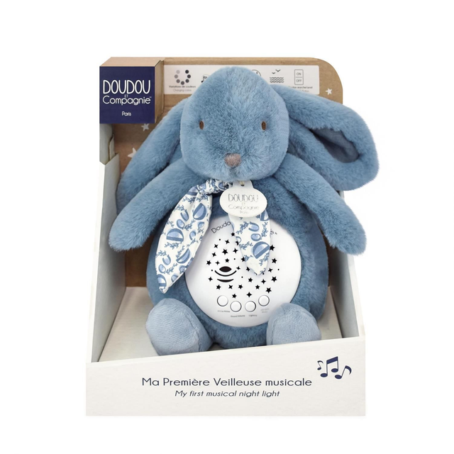 Veilleuse musicale lapin bleu