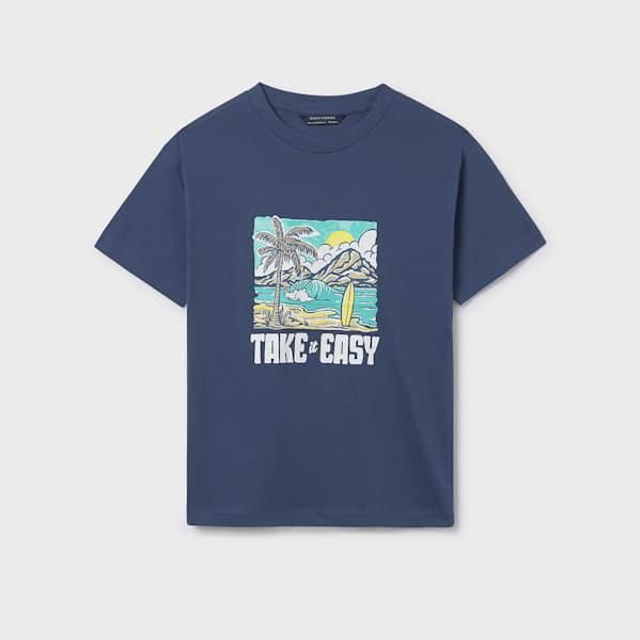 T-shirt bleu "Palmiers"