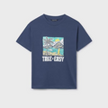 T-shirt bleu "Palmiers"